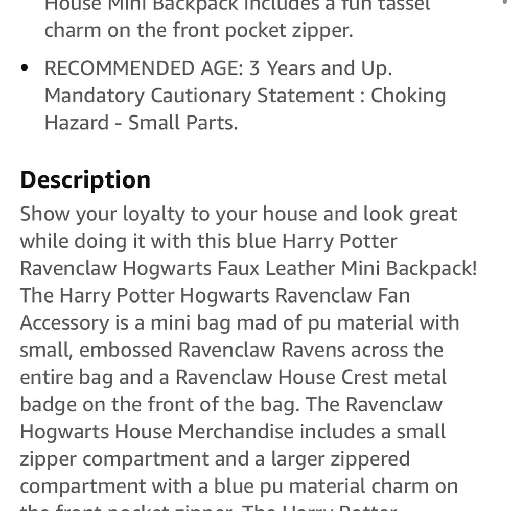 Harry Potter world burgundy Griffindor 11” backpack unused condition - Picture 4 of 10